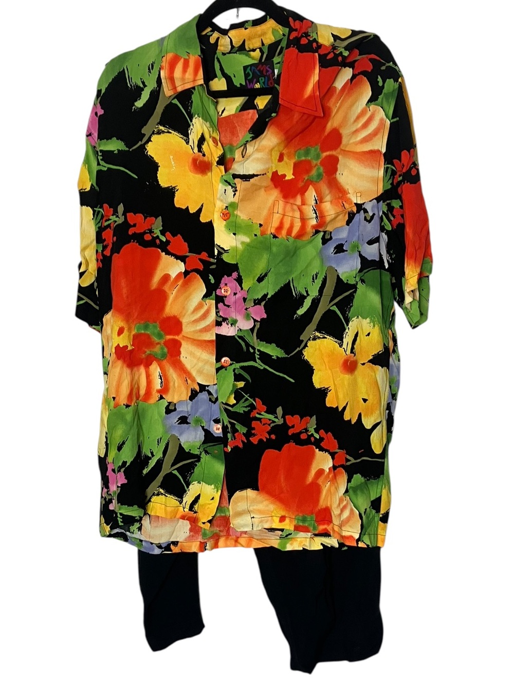 Vintage 80s Jams World Hawaiian floral shirt and pants set L XL